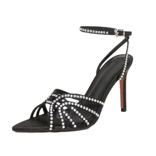 Satin Damen Sandalen Sommer Strass Dünn High Heels Spitz Elegant Party Kleid Schuhe, 1101, 40.5 EU von Generisch