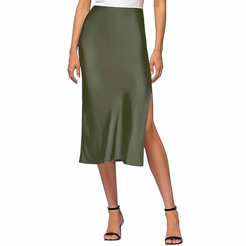 Satin Rock Damen Kurz - Röcke Damen Sommer Knielang Mit Schlitz Maxirock Hohe Taille Gerader Midi-Rock Einfarbige Freizeitrock Hüftrock Slim Fit Meerjungfrau Röcke Stufenrock Tellerrock Partyrock Satin Rock Damen Kurz - Röcke Damen Sommer Knielang Mit Schlitz Maxirock Hohe Taille Gerader Midi-Rock Einfarbige Freizeitrock Hüftrock Slim Fit Meerjungfrau Röcke Stufenrock Tellerrock Partyrock von Generisch