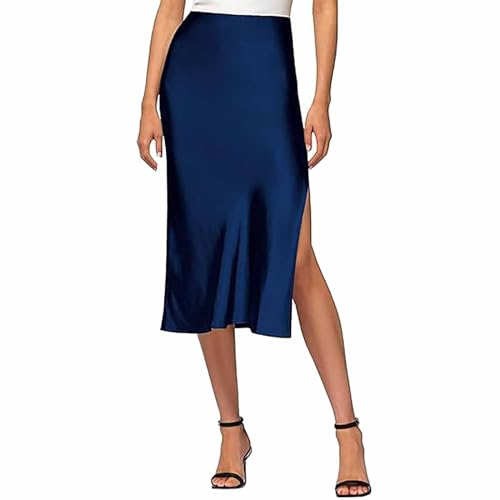 Satin Rock Damen Kurz - Röcke Damen Sommer Knielang Mit Schlitz Maxirock Hohe Taille Gerader Midi-Rock Einfarbige Freizeitrock Hüftrock Slim Fit Meerjungfrau Röcke Stufenrock Tellerrock Partyrock Satin Rock Damen Kurz - Röcke Damen Sommer Knielang Mit Schlitz Maxirock Hohe Taille Gerader Midi-Rock Einfarbige Freizeitrock Hüftrock Slim Fit Meerjungfrau Röcke Stufenrock Tellerrock Partyrock von Generisch