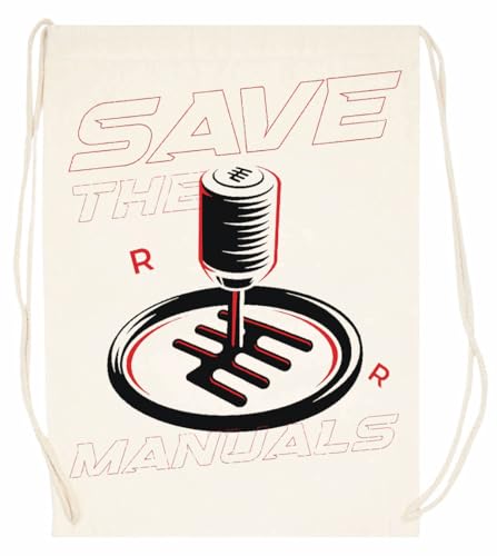 Save The Manuals Auto Car Unisex Beige Sporttasche String Sack von Generisch