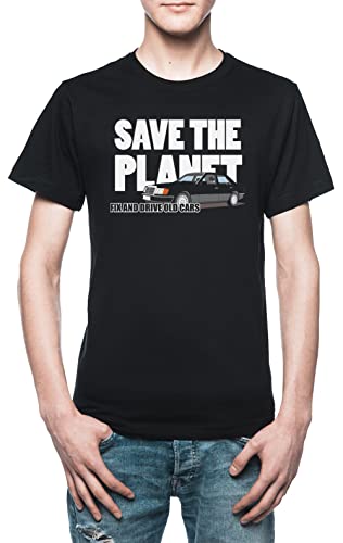 Save The Planet with Old Cars Herren T-Shirt Schwarz von Generisch