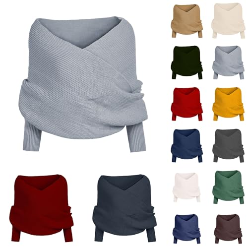 Schal mit Ärmeln Damen Multifunktionaler Schal Gestrickter Schal Sweater Wrap mit Ärmel Boho Pashmina Schal Umhang Strickschal Winter Mode Poncho Schal Ärmelschal Wickelschal Damenschal für Frauen von Generisch
