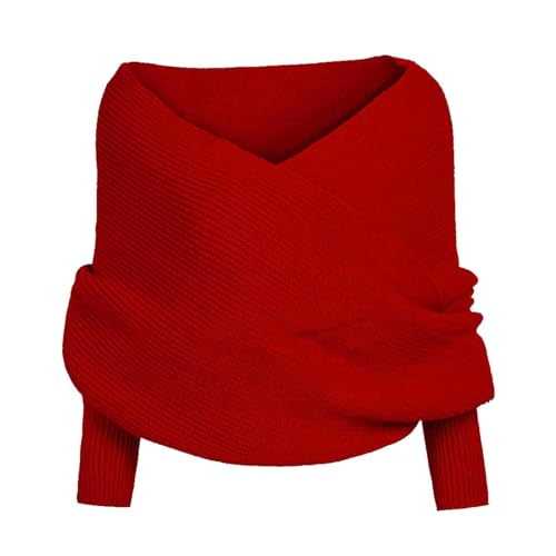 Schal mit Ärmeln Strick Elegante Ärmelschal Winter Warm Gestrickt Schals Umhang Wrap Schal Shawl Cape Strickschals Elastizität Mode Pulloverschal Sweater Scarf Dirndl Zubehör für Abendkleid Stola von Generisch