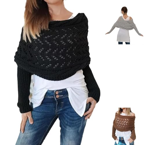Schal mit Ärmeln Strick Multifunctional Scarf with Sleeves, Knitted Cable Wrap Knitted Cable Wrap Sweater Scarf with Sleeves for Women Gestrickter Zopfwickel, Bolero für Damen Wickelschal mit Ärmeln Schal mit Ärmeln Strick Multifunctional Scarf with Sleeves, Knitted Cable Wrap Knitted Cable Wrap Sweater Scarf with Sleeves for Women Gestrickter Zopfwickel, Bolero für Damen Wickelschal mit Ärmeln von Generisch