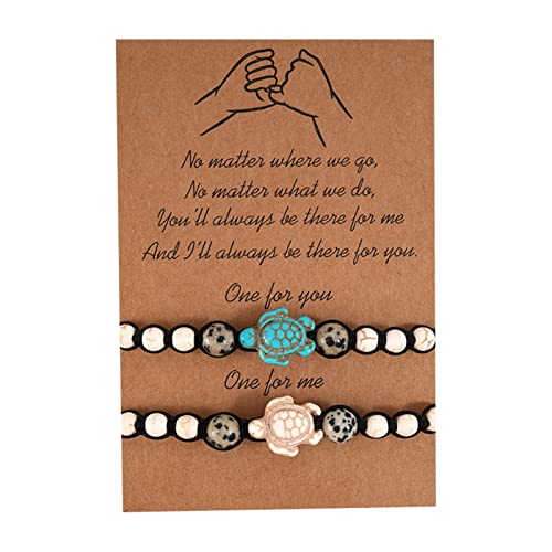 Schildkröten-Perlenarmband, handgewebt, mit Karte für Damen und Herren, Strandschmuck, Skelett-Uhren für Herren, automatisch, Einheitsgröße, Türkis, Kein edelstein von Generisch