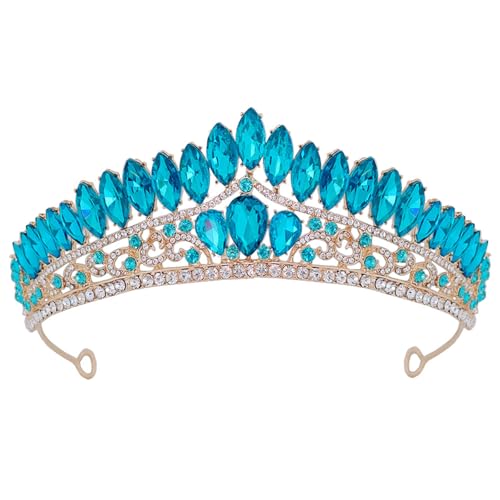 Schimmernde Strass Kristall Braut Tiara | Elegantes Hochzeit Haarteil für Hochzeit, Abschlussball, Party | Funkelndes Haarband Kopfschmuck mit verstellbarem Band für Bräute, Abschlussball Königinnen von Generisch