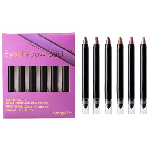 Schimmernder Lidschattenstift,Lidschattenstift | Aufheller-Lidschattenstifte 6er-Set - Schimmernder, wischfester Lidschattenstift, Augenaufhellerstift für Frauen von Generisch