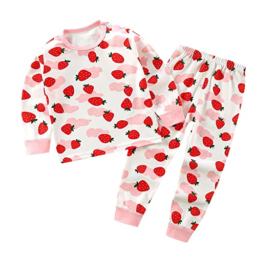 Schlafanzug Baby 86 Junge Kinder Kleinkind Neugeborenes Baby Pj's Jungen Mädchen Langarm Cartoon Tops Hosen Nachtwäsche Pyjamas Outfits Set 2 STÜCKE Bademantel Kinder Jungen 128 (Y, 6-12 Months) von Generisch