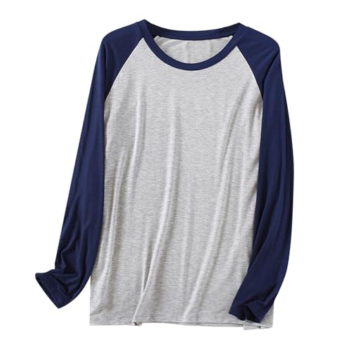 Generisch Schlafanzug Herren Lang Pyjama Warm Winter Rundhals Schlafanzugoberteile Schlafanzüge für Herren Bequem Schlafanzug Oberteil Langarm Nachtwäsche Herrenschlafanzug von Generisch