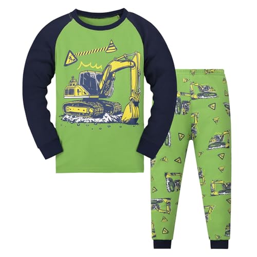 Schlafanzug Jungen Dinosaurier Bagger Langarm Zweiteilig Pyjama Set Warme Schlafanzüge Winter Kinder Weihnachten Nachtwäsche Schlafanzug Mit Lange Oberteile Und Hosen von Generisch