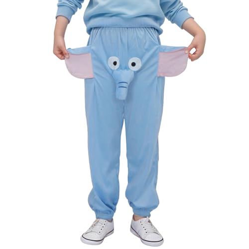 Schlafanzug Kinder Schlafanzughose Jungen Mädchen Lustige Elefanten Hose mit Rüssel Lang Pyjamahose Fleece Schlafhose Baumwolle Pyjama Hose Freizeithose Weihnachts Pyjama Flanellhose Lustige Kostüme von Generisch