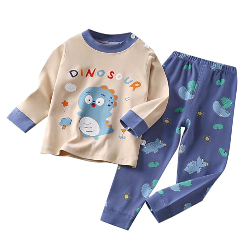 Schlafanzug für Mädchen - Kinder Schlafanzug Kurz Cartoon Button-Down-Shirt Tops+Hosen Bequem Atmungsaktiv Pyjama Set Kinder Baumwolle Nachtwäsche Schlafanzüge Langarm Prinzessin Schlafanzug Mädchen von Generisch