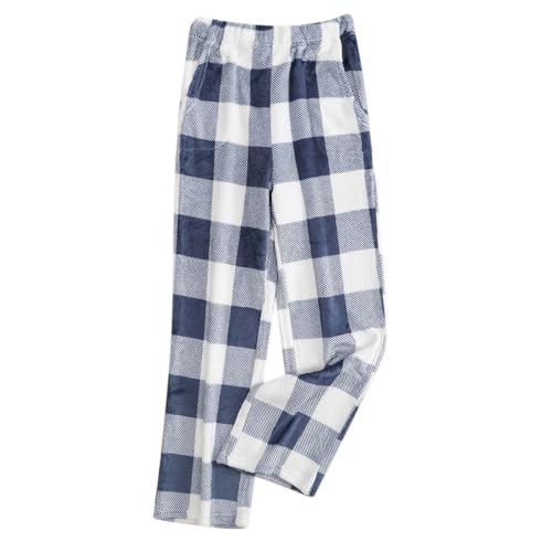 Generisch Pyjama Hosen Damen Flanell Nachtwäsche Hose Schlafanzughose Karierte Lang Weihnachtshose Weich Cute Freizeithose Mit Taschen Und Kordelzug von Generisch