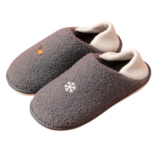 Schlafzimmer-Hausschuhe für Herren, Schneeflocken-Hausschuhe, schöne Socken-bedruckte Slider, Slipper, Hausschieber mit Rückseite, rutschfest, geräuschlos, geschlossene Zehen, Outdoor-Slides für warme von Generisch