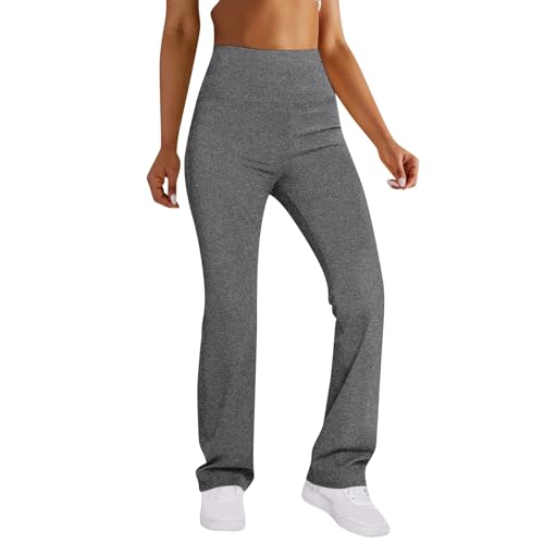 Schlaghose Damen, Fashion Yogahose Schlaghosen Blickdicht Slim Low Waisted Flared Leggings Yoga Sweatpants Jogginghosen Für Fitness Damen Sporthose Lang Pants Yogahose Schlaghose (L, Dark Gray) von Generisch