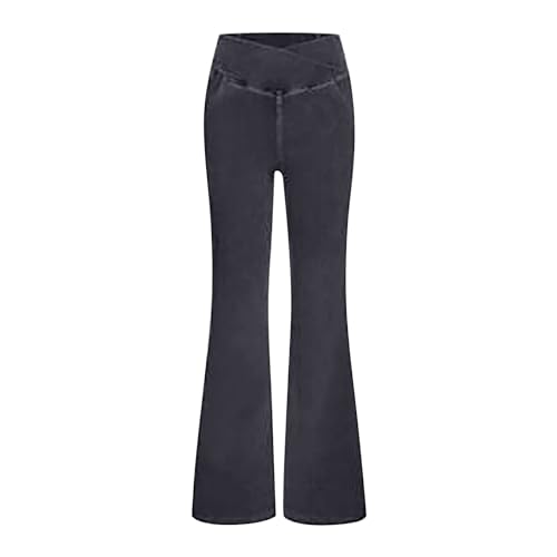 Schlaghose Damen Jeans Extra Lang ： Jeanshose Damen Stretch Mit Gummizug High Waist Flared Jeans Vintage Freizeithose Weichem Bootcut Jeans Elegant Yogahose Schlagjeans Streetwear Straight Jeans von Generisch