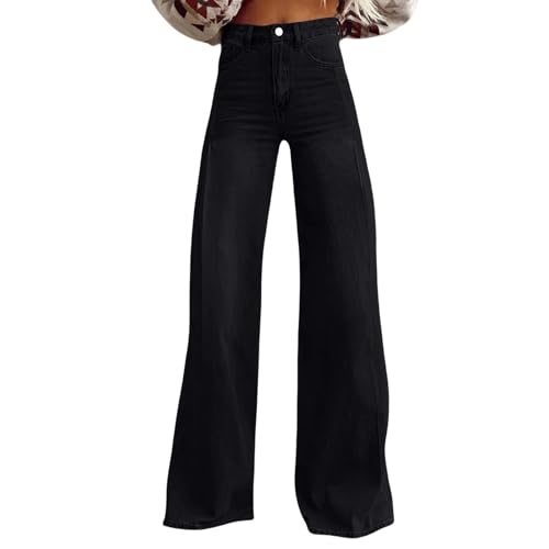 Schlaghose Damen Jeans Extra Lang Große Größen Jeanshose Hohe Taille Wide Leg Hose Jeans-Hose Denimhose Stretch Lockere Lange Hose Freizeithose Casual Pants Outdoor-Hose Sommerhose Einfarbig von Generisch