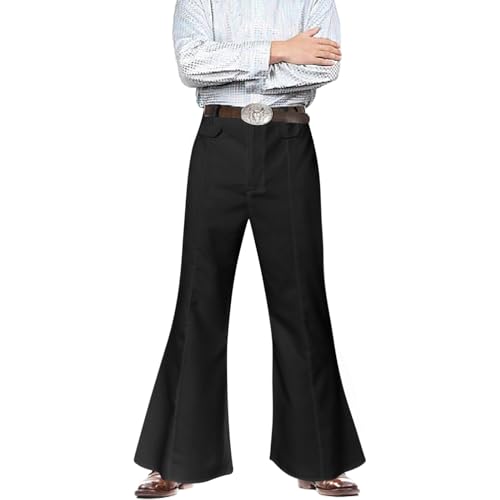Schlaghose Herren 70er Herren Relaxed Vintage 60er 70er Jahre Bell Bottom Karneval Kostüm Schlaghose Jeans Glitzer Herren Kleidung Fasching Kostüm 80er Disco Outfit Comfort Flared Flares Retro Hose von Generisch