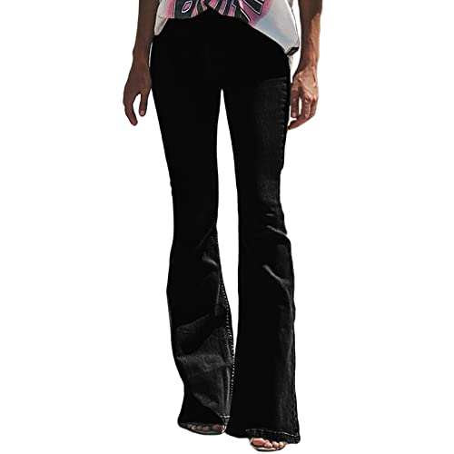 Schlaghosen Damen 70er Jeans Hosen Stretch Skinny Destroyed Style Denim Jeanshose Retro Hohe Taille Flared Pants Schlaghose Jeans Flared Jeans Y2k Hosen von Generisch