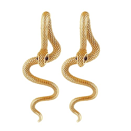 Schlangenohrringe | 7.2 cm Stift Ohrringe | 14g cooler Schlangenohrring | Zinklegierung Mode Hochzeit Hochschmuck Party Geschenke für Frauen Mutter Freunde, Custome Geschenk (Gold, Silber) von Generisch