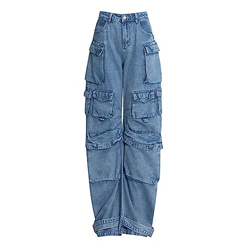 Schlanke Jogginghose für Damen, leger, weites Bein, Baumwolle und Leinen, Explosion, lockere Hose, weiblich, Business, Freizeithose für Damen, groß, blau, M von Generisch