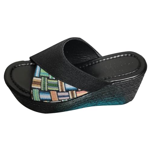 Schlappen Damen Sommer Plateau Peep Toe Keilsandalen Slip-On Pantoletten Mit Keilabsatz Stricken Atmungsaktiv Hausschuhe Mit Weichen Sohlen Fischmund High Heels Rutschfest Strandsandalen Schlappen Damen Sommer Plateau Peep Toe Keilsandalen Slip-On Pantoletten Mit Keilabsatz Stricken Atmungsaktiv Hausschuhe Mit Weichen Sohlen Fischmund High Heels Rutschfest Strandsandalen von Generisch
