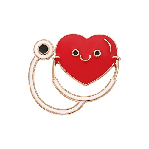 Schleppennadel Liebe Herz Stethoskop Mini Brosche Nurses Stethoskope Heartbeat Pin GüRtelschnalle Damen (N, One Size) von Generisch