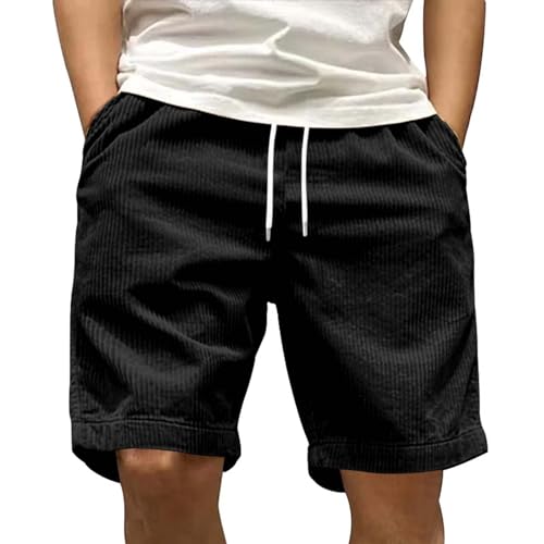 Schlichte Cord-Shorts für Herren, normale Freizeithose, kurze Hose, Walking, Wander-Shorts, einfarbig, mit Kordelzug, Outdoor-Sport, halbe Hose, Alltags-Shorts, bequeme Strand-Shorts, Schwarz , L Schlichte Cord-Shorts für Herren, normale Freizeithose, kurze Hose, Walking, Wander-Shorts, einfarbig, mit Kordelzug, Outdoor-Sport, halbe Hose, Alltags-Shorts, bequeme Strand-Shorts, Schwarz , L von Generisch