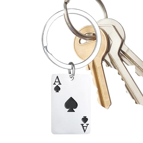 Schlüsselanhänger, Zinklegierung Poker Karten Schlüsselanhänger Anhänger, Rote Pik-Symbole Schlüsselringe Tasche Anhänger Unisex Design Geburtstagsgeschenk von Generisch