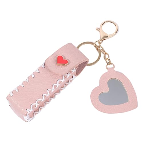 Schlüsselanhänger Lippenbalsamhalter – tragbarer Lippenbalsamhalter aus PU-Leder | wasserdichter Lippenstifthalter | Schlüsselanhänger für Damen | für Lippenstift mit ergonomischem Design, Rosa, von Generisch