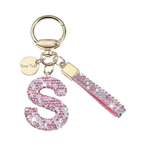 Schlüsselanhänger Personalisiert Mit A-Z Anfangs Buchstaben Edelstahl Anhänger Personalisierte Geschenk für Partner Geburtstag Freund Freundin Mutter Vater (Rosa) von Generisch