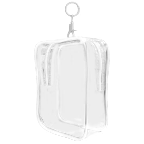 Schlüsselanhänger-Tasche, quadratische kleine Puppen-Tragetasche, quadratische Modellfiguren-Display, Schlüsselanhänger, transparente Figuren-Aufbewahrungs-Organizer für kleine Figuren, Puppen, weiß, von Generisch