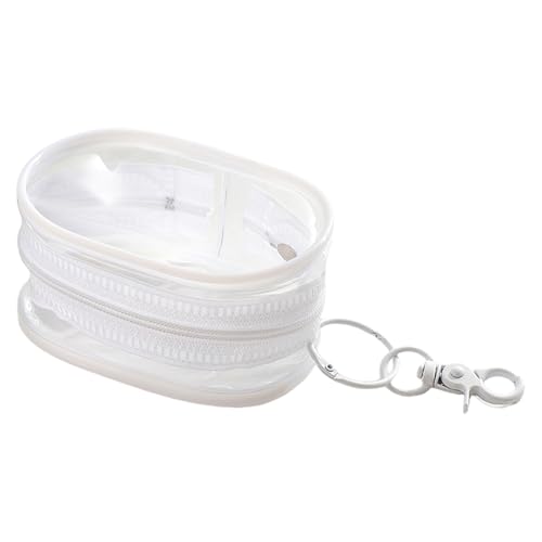 Schlüsselanhänger in transparenter Tasche - transparente PVC-Brieftaschenkette, Kopfhörertasche | Caspa für Geldmünzen in dicker Dicke, Mini-Tasche mit Reißverschluss zwischen, weiß, Fare riferimento von Generisch