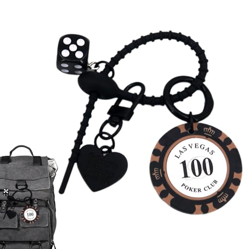 Schlüsselanhänger mit Poker-Chip-Würfeln, , Taschendekoration, Schlüsselzubehör, Ring-Schmuck für Rucksäcke, Gepäck, Mobile, Schwarz , Refer to description von Generisch