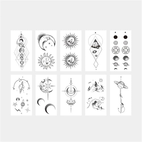 Schlüsselbein Schwarz-Weiß-Muster Sonne Mond Planet Temporäre Tattoo Aufkleber, Wasserdichte Dauerhafte Männer Und Frauen Gefälschte Tattoos Schlüsselbein Schwarz-Weiß-Muster Sonne Mond Planet Temporäre Tattoo Aufkleber, Wasserdichte Dauerhafte Männer Und Frauen Gefälschte Tattoos von Generisch