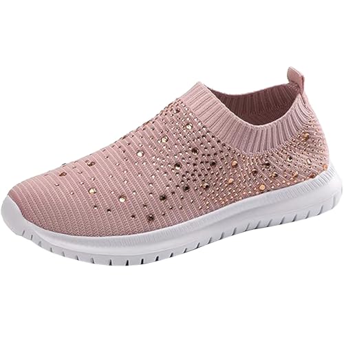 Schlupfschuhe Damen Sommer Freizeitschuhe Damen Sportlich Atmungsaktiv Sockschuhe Bequem Barfußschuhe Rutschfest Wanderschuhe Weich Trainingsschuhe Slip On Sommerschuhe Casual Lässige Schuhe von Generisch
