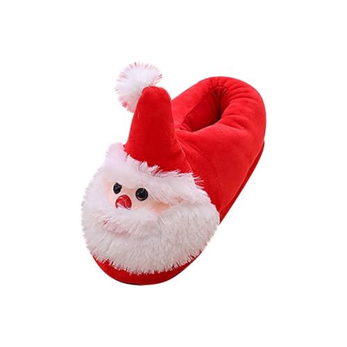 Schlupfschuhe Damen Weit, Weihnachts-Hausschuhe Lustige Baumwollhausschuhe Indoor Hauspantoffeln Unisex Haushaltsschuhe Bequem Plüsch Filzpantoffeln Cartoon-Weihnachtsmann Hausschlappen von Generisch