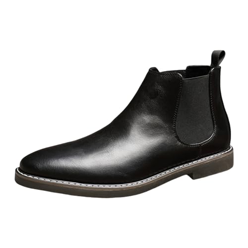 Schlupfschuhe Herren Leder Chelsea Stiefel Boots Stiefeletten Klassische Outdoorschuhe Mokassin Berufsschuhe Klobige Arbeitsschuhe Verschleißfest Wanderschuhe Modische Freizeitschuhe von Generisch