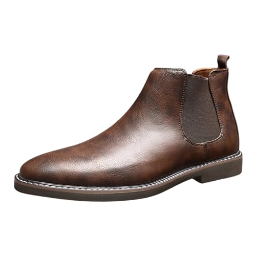Schlupfschuhe Herren Leder Chelsea Stiefel Boots Stiefeletten Klassische Outdoorschuhe Mokassin Berufsschuhe Klobige Arbeitsschuhe Verschleißfest Wanderschuhe Modische Freizeitschuhe von Generisch