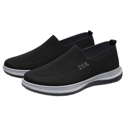 Schlupfschuhe Herren Sneaker Breite Füße Sportschuhe Atmungsaktive Mesh Trainerschuhe Slip-On-Sicherheits Freizeitschuhe Leicht Bequem Walkingschuhe Lässige Einzelneschuhe Schwarz Orthopädische von Generisch