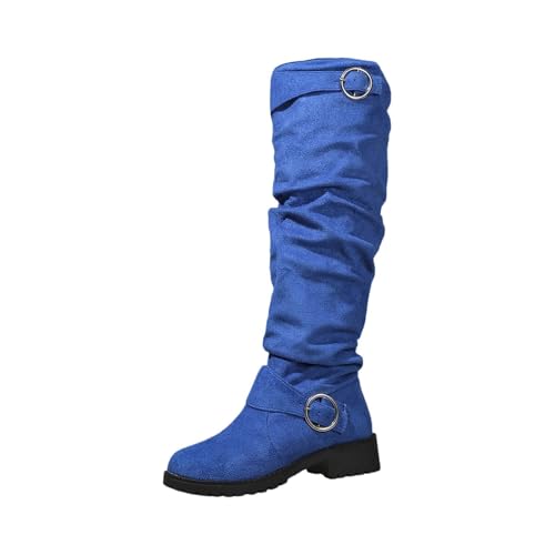 Schlupfstiefel Damen Kniehochh Stiefel mit Niedriger Blockabsatz Falten Damenstiefel Schnalle Seitlicher Westernstiefel Knee High Boots Stilvoll und Elegant Wildlederstiefel mit Rutschfester Sohle Schlupfstiefel Damen Kniehochh Stiefel mit Niedriger Blockabsatz Falten Damenstiefel Schnalle Seitlicher Westernstiefel Knee High Boots Stilvoll und Elegant Wildlederstiefel mit Rutschfester Sohle von Generisch