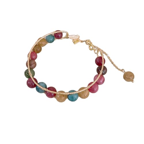 Schmetterlings-Armband mit Natursteinen, Temperament, personalisierbar, vielseitig, leicht und hochwertig, Perlen-Herz-Ohrringe, Einheitsgröße, Künstlicher Kristall, Kein Edelstein von Generisch