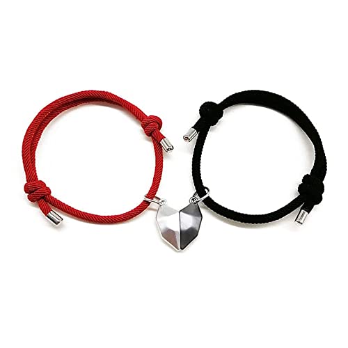 Schmuck-Charm-Armbänder, Manschetten-Armband, mehrlagige, stapelbare Armbänder, Fußkettchen, Geschenke, kompatibel mit Freunden und Ihrer Liebsten, 1 Paar Armbänder, verstellbare Länge, Herzanhänger von Generisch