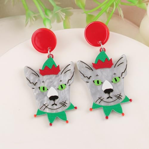 Schmuck Weihnachten Serie Tier Acryl Ohrringe Übertrieben Design Ohrringe Weihnachten (B, 5. 6x3. 4cm) von Generisch