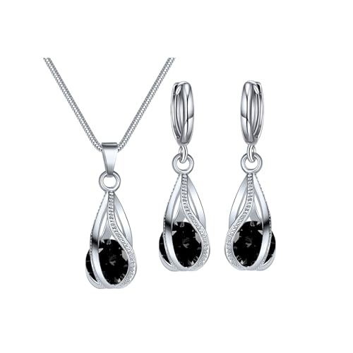 Schmucksets für Damen, Zirkonia, Brautschmuck, Brautjungfer, Zubehör, Halskette, Ohrringe, Set für Hochzeit, Abschlussball, Jahrestag, Geburtstag, Schmuck, Koffer-Display (F), Einheitsgröße von Generisch