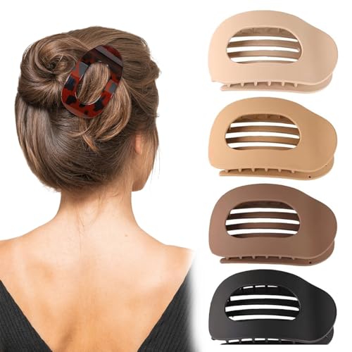 Schnabel Haarspange, Entenschnabel Haarspange, 4/6/8 Stück Benglatt Haarspange, Flache Haarklammern Für Damen, Starker Halt Flat Claw Clip Rutschfest Haarspangen Damen Für Dickes & Dünnes Haar (4pc-D) von Generisch