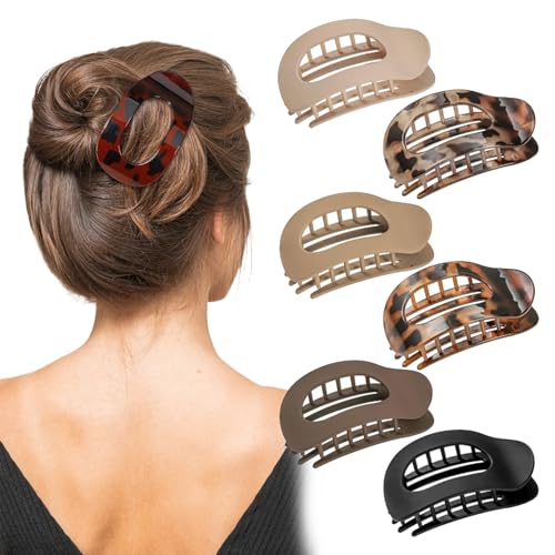 Schnabel Haarspange, Entenschnabel Haarspange, 4/6/8 Stück Benglatt Haarspange, Flache Haarklammern Für Damen, Starker Halt Flat Claw Clip Rutschfest Haarspangen Damen Für Dickes & Dünnes Haar (6pc-B) von Generisch