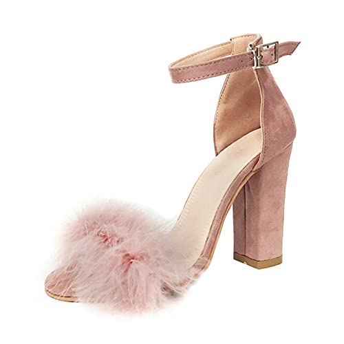 Schnallenschuhe, flauschig, hohe Schuhe, dicker Riemen, Damen-Pumps, Sandalen, klobige Absätze, modische Absatz, Damensandalen, Keilabsatz, Plateau-Sandalen für Damen, Größe 39, rose, 38.5 EU Schnallenschuhe, flauschig, hohe Schuhe, dicker Riemen, Damen-Pumps, Sandalen, klobige Absätze, modische Absatz, Damensandalen, Keilabsatz, Plateau-Sandalen für Damen, Größe 39, rose, 38.5 EU von Generisch