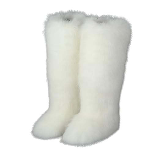 Schnee Stiefel für Winter Outdoor Komfort Stil Lange Pelzstiefel für aktive Frauen Schnee Schuhe für kalte Tage (White, 36) von Generisch