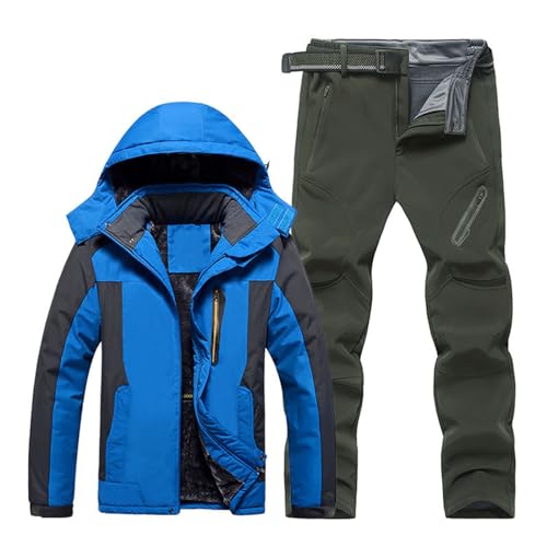Schneeanzug Herren Zweiteilig, Skianzug Herren 2 Teilig Set Thermoanzug Winter Warm Gefüttert Schnee Skifahren Sätze Wasserdichter Winddichter Softshelljacke Schneehose Set Snowboard Schneeanzüge von Generisch